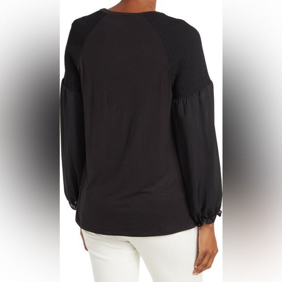 Ellen Tracy, NWT Black Long Sleeve, Mixed Media Top, Sz Small - Picture 2 of 3